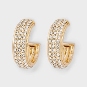 Pave Open Hoop Earrings - A New Day™ Gold - 1 of 3