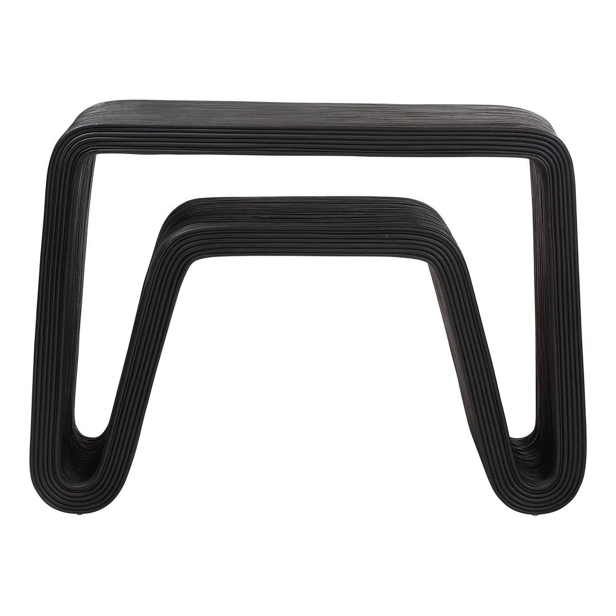 bali & pari Abebi Black Rattan Console Table Black - thumbnail 4