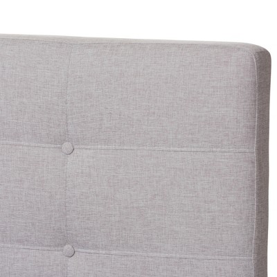 Valencia Queen-Sized Greyish Beige Tufted Upholstered Bed with Walnut Legs