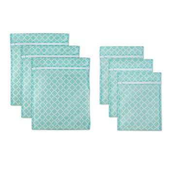 Design Imports Set of 6 Aqua Lattice A Mesh Laundry Bags