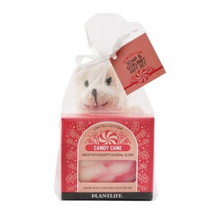 Polar Bear Ramie with Candy Cane Soap | Holiday Gift Set with Exfoliating Ramie Scrubby & Festive Bar Soap | Plantlife - 1 of 1