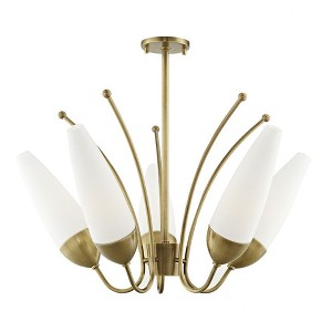 Mitzi Amee 5 - Light Chandelier in  Aged Brass Opal Matte Shade - 1 of 1
