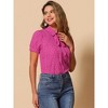 INSPIRE CHIC Women's Retro Dots Print Bow Tie Peter Pan Collar Chiffon Blouse - 2 of 4