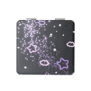 Unique Bargains Women Square Shape Handheld Mirror for Travel Black Purple 1 Pc - 1 of 4