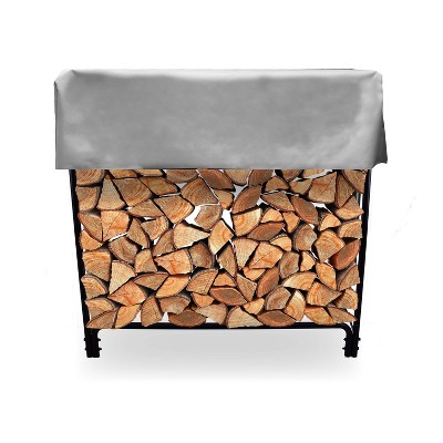 4' Metal Firewood Log Rack with Cover - Backyard Expressions