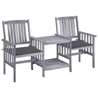 vidaXL Patio Bistro Set, Patio Furniture Set with Cushions, Outdoor Table and Chairs, Conversation Set for Garden