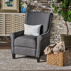 Charcoal Fabric Manual Push Back Recliner Chair, Compact Design for Living Room - 1 of 4