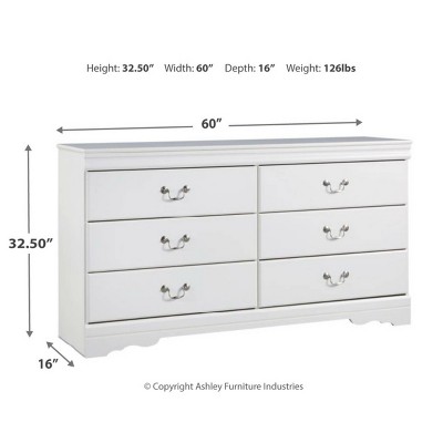 Crisp Cottage White 6-Drawer Modern Dresser with Antiqued Hardware