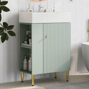 21.6 inch Free Standing Bathroom vanity with Sink,Open-shelving Bathroom Storage Cabinet with Soft Close Door Cabinet-Cuddlewood - 1 of 4