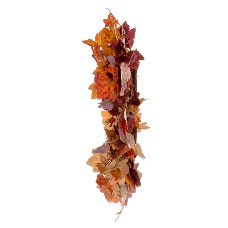 Vickerman 16" Artificial Orange Fall Maple Leaf Candle Ring Wreath., 4 of 6