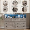 Dresser for Bedroom , 7 Drawer Wooden LED Dresser with 2 Open Storage Cubbies, Wide Chest of Drawer for Living Room, Closet, Kids Room - 4 of 4