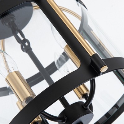 Aurelia Black and Brushed Brass 4-Light Glass Flush Mount