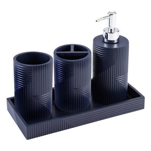 4pc Devash Resin Bath Accessory Set Black - Kralix : Target