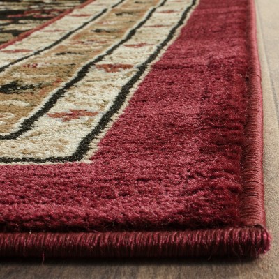Red and Black Floral Synthetic Tufted Circle Area Rug