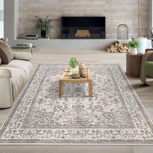 Boho Vintage Floral Rug Stain Resistant Low Pile Non Slip Soft Thin Carpet For Bedroom Room Kids Playroom Office Decor Indoor Carpet - 1 of 4