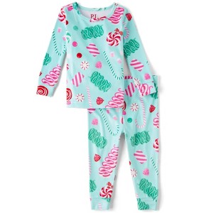 The Children's Place Toddler Girls Long Sleeve Holiday Gummy Velour Pajamas - 1 of 4