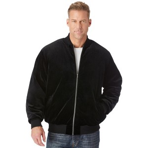 KingSize Men's Big & Tall Tall Velour Full Zip Bomber Jacket - 1 of 4