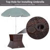 Outdoor Side Table with Umbrella Hole, 2 Tier Rattan Wicker End Table with Storage Shelf, All Weather for Outdoor, Patio, Garden - 4 of 4