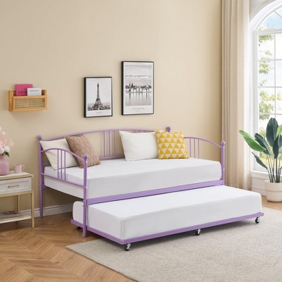 Whizmax Daybed and Trundle Frame Set, Premium Steel Slat Support, Daybed and Roll Out Trundle Accommodate