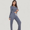 Anna-Kaci Lounge Women's V-Neck Long Sleeve Knit Top and Drawstring Waist Lounge Pants Two Piece Set - 3 of 4