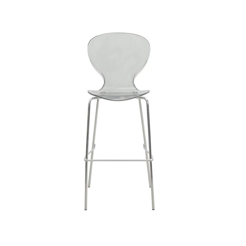 LeisureMod Oyster Acrylic Barstool with Steel Frame in Chrome Finish, 3 of 12