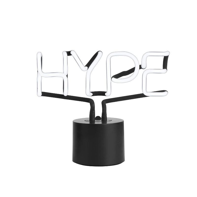 Amped Co 9.6" x 8.3" HYPE Real Neon Light Novelty Desk Lamp, White, 1 of 7