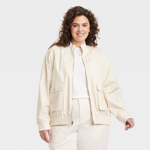 Women's Cargo Bomber Jacket - Universal Thread™ White 3x : Target