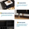 Home Bar Cabinet with Light & Charging Station, Freestanding Wine Rack Storage with Drawers for Dining Room, Living Room, or Kitchen - 4 of 4
