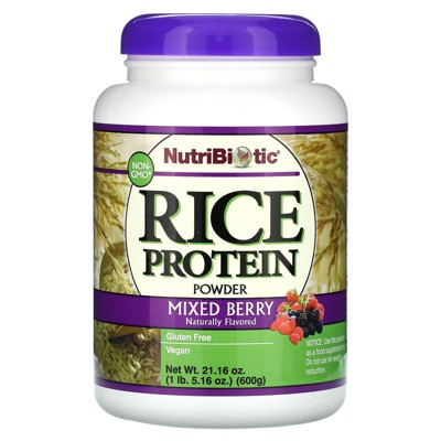 NutriBiotic Rice Protein Powder, Mixed Berry, 1 lb. (600 g)
