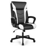 Costway Office Chair Computer Desk Chair Swivel Gaming PU Leather w/Padded Armrest White\Blue\Red