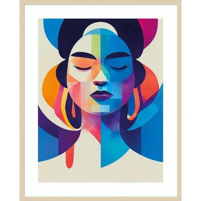 Colorful Portrait Abstract Cubism Framed Wall Art Print
