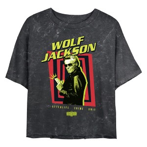 Junior's Beetlejuice Beetlejuice Wolf Jackson Sunglasses Pose Crop T-Shirt - 1 of 4