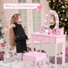 Coucheta Kids Vanity Set with Lighted Mirror & Stool, Toddler Vanity Table and Chair Set, Wooden Makeup Playset, Makeup Table and Stool for Girls - 3 of 4