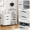 4 Drawer File Cabinet, Mobile Lateral Filing Cabinets With Wheels, Wooden Printer Stand Storage Cabinet With Open Storage Shelf For Office Home - 2 of 4