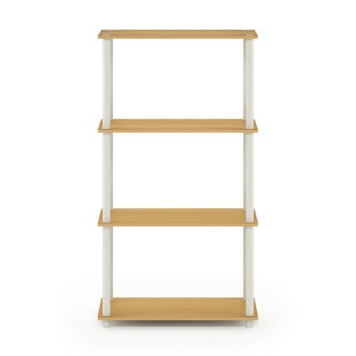 Sleek Beech & White 4-Tier Open Design Storage Shelf