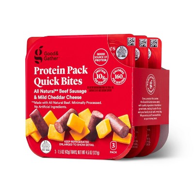 Cheddar Cheese & Beef Sausage Protein Pack Quick Bite - 4.5oz/3ct - Good & Gather™