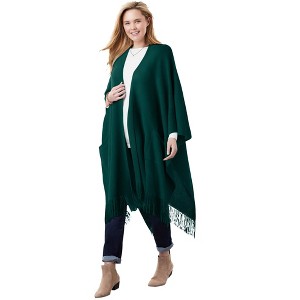 Woman Within Plus Size Fringed Cape - 1 of 4