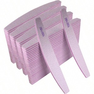 Nail Files 100 Pcs, 100/180 Grit Emery Board Bulk for Acrylic Natural Nails, Double Sided Curved Gray Manicure Filer - 1 of 4
