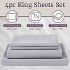 Hastings Home King Size Brushed Microfiber 4 Piece Bed Sheet and Linen Set with Stain Resistant Fitted and Flat Sheets - Silver - 3 of 4