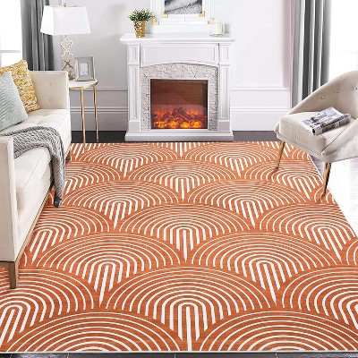 Washable Area Rug Modern Abstract Low Pile Non Slip Stain Resistant Foldable Carpet for Living Room Bedroom Study Room