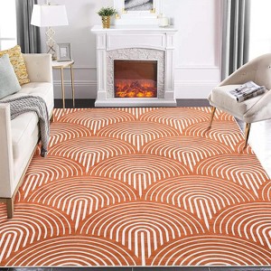 Washable Area Rug Modern Abstract Low Pile Non Slip Stain Resistant Foldable Carpet for Living Room Bedroom Study Room - 1 of 4