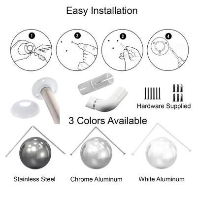 35.4'' Stainless Steel Wall-Mounted L-Shaped Shower Curtain Rod