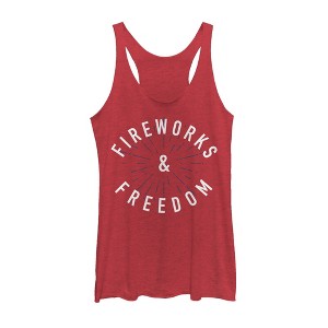 Women's Lost Gods Fourth of July  Fireworks & Freedom Racerback Tank Top - 1 of 3