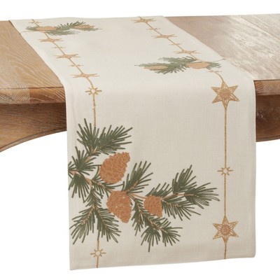 Saro Lifestyle Embroidered Pinecone Runner