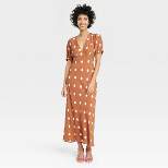 Women's Crepe Puff Short Sleeve Midi Dress - A New Day™
