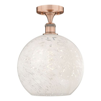 White Mouchette - 1 Light Semi-Flush Mount In Modern Style-13.63 Inches Tall and 12 Inches Wide