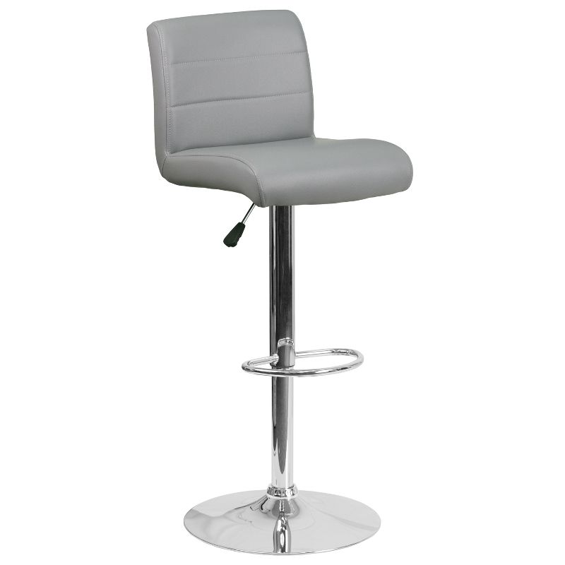 Flash Furniture Contemporary Vinyl Adjustable Height Barstool with Rolled Seat and Chrome Base, 1 of 11