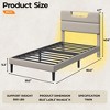 Twin Size Bed Frame with LED Lights Headboard with Charging Station Upholstered Platform Bedframe Metal Support No Box Spring Needed 2-Tier Storage - 4 of 4