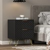 CIPACHO 2-Piece Modern Black Wood Night Stand Set with 2 Drawers Gold Legs for Bedroom Living Room - 4 of 4