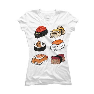 Junior's Design By Humans Sushi Persian Cat By huebucket T-Shirt
